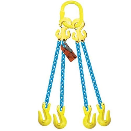 Grabiq Quad Leg 1/2 in Adjstbl Chain Slng TG4-GG, 15ft L, 39000lb WLL G-1/2-TG4-GG-15